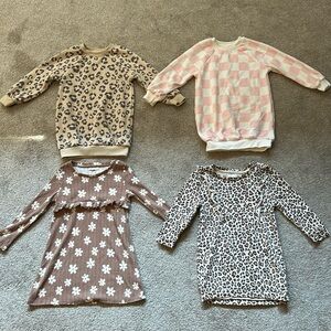 Stylish Kids Dress Set - Leopard, Pink Checkered, Floral, and Leopard Print
